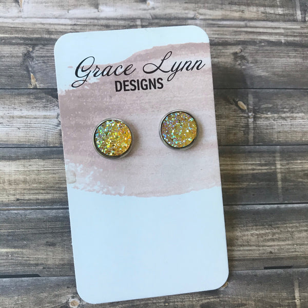 Druzy Stud - Yellow