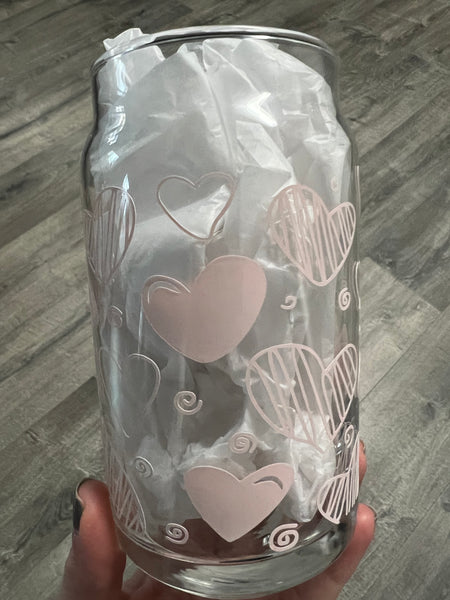 Pink Hearts - Glass Only