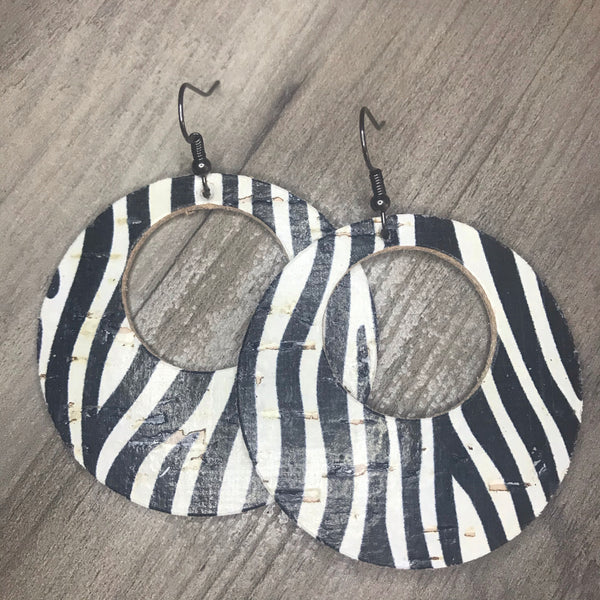 Cork & Leather Zebra Hoop