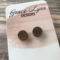 Wooden Mama Bear Studs