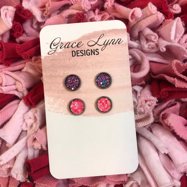 Purple & Pink Mini Studs